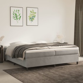 Box spring bed with light gray velvet mattress 200x200 cm by vidaXL, Beds and slatted bases - Ref: Foro24-3144699, Price: 540...