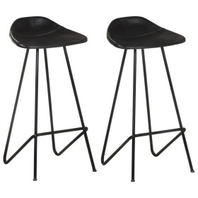 Kitchen stools 2 units black genuine leather by vidaXL, Kitchen stools - Ref: Foro24-320641, Price: 125,45 €, Discount: %