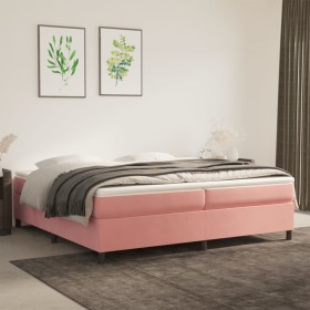 Box spring bed with pink velvet mattress 200x200 cm by vidaXL, Beds and slatted bases - Ref: Foro24-3144704, Price: 507,99 €,...