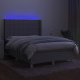 Box spring bed mattress and LED lights light gray fabric 140x200 cm by vidaXL, Beds and slatted bases - Ref: Foro24-3138877, ...