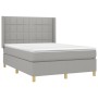 Box spring bed mattress and LED lights light gray fabric 140x200 cm by vidaXL, Beds and slatted bases - Ref: Foro24-3138877, ...