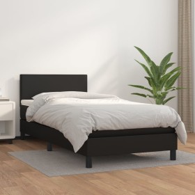 Box spring bed with black synthetic leather mattress 100x200 cm by vidaXL, Beds and slatted bases - Ref: Foro24-3140987, Pric...