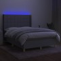 Box spring bed mattress and LED lights light gray fabric 140x190 cm by vidaXL, Beds and slatted bases - Ref: Foro24-3138869, ...