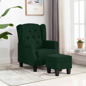 Sillón con taburete reposapiés tela verde oscuro de vidaXL, Sillones - Ref: Foro24-320157, Precio: 231,93 €, Descuento: %