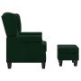 Sillón con taburete reposapiés tela verde oscuro de vidaXL, Sillones - Ref: Foro24-320157, Precio: 264,91 €, Descuento: %