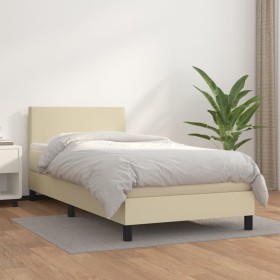 Box spring bed with cream synthetic leather mattress 80x200 cm by vidaXL, Beds and slatted bases - Ref: Foro24-3140971, Price...