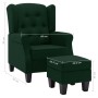 Sillón con taburete reposapiés tela verde oscuro de vidaXL, Sillones - Ref: Foro24-320157, Precio: 264,91 €, Descuento: %