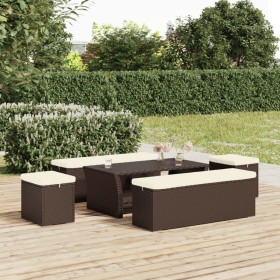 Ottoman with 2 brown synthetic rattan cushions 40x30x40 cm by vidaXL, Ottomans - Ref: Foro24-319395, Price: 79,41 €, Discount: %