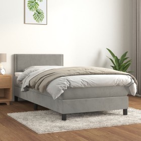 Cama box spring con colchón terciopelo gris claro 90x190 cm de vidaXL, Camas y somieres - Ref: Foro24-3141221, Precio: 304,35...