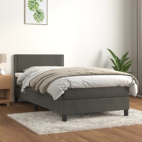 Box spring bed with dark gray velvet mattress 90x190 cm by vidaXL, Beds and slatted bases - Ref: Foro24-3141216, Price: 305,9...