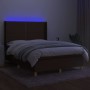 Box spring bed mattress LED lights dark brown fabric 140x190 cm by vidaXL, Beds and slatted bases - Ref: Foro24-3138792, Pric...