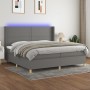 Box spring bed mattress and LED lights light gray fabric 200x200 cm by vidaXL, Beds and slatted bases - Ref: Foro24-3138822, ...