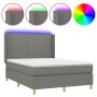 Boxspringbettmatratze und LED-Leuchten dunkelgrauer Stoff 140x190 cm von vidaXL, Betten und Lattenroste - Ref: Foro24-3138790...