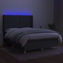 Box spring bed mattress and LED lights dark gray fabric 140x190 cm by vidaXL, Beds and slatted bases - Ref: Foro24-3138790, P...