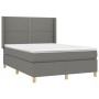 Box spring bed mattress and LED lights dark gray fabric 140x190 cm by vidaXL, Beds and slatted bases - Ref: Foro24-3138790, P...