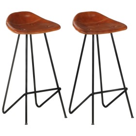 Kitchen Bar Stools 2 Pcs Brown Genuine Leather by vidaXL, Kitchen stools - Ref: Foro24-320643, Price: 120,61 €, Discount: %