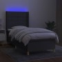 Cama box spring colchón y luces LED tela gris oscuro 80x200 cm de vidaXL, Camas y somieres - Ref: Foro24-3138830, Precio: 360...