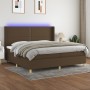 Cama box spring colchón luces LED tela marrón oscuro 200x200 cm de vidaXL, Camas y somieres - Ref: Foro24-3138824, Precio: 67...