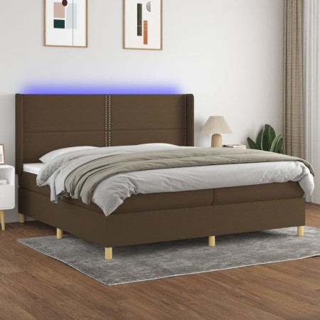 Boxspringbettmatratze LED-Leuchten dunkelbrauner Stoff 200x200 cm von vidaXL, Betten und Lattenroste - Ref: Foro24-3138824, P...