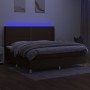 Box spring bed mattress LED lights dark brown fabric 200x200 cm by vidaXL, Beds and slatted bases - Ref: Foro24-3138824, Pric...