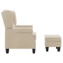 Sillón con taburete reposapiés de tela crema de vidaXL, Sillones - Ref: Foro24-320160, Precio: 260,34 €, Descuento: %