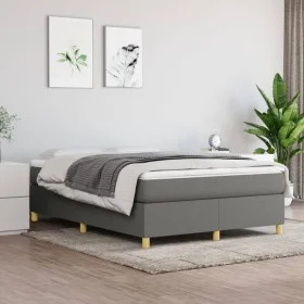 Estructura de cama de tela gris oscuro 140x200 cm de vidaXL, Camas y somieres - Ref: Foro24-3120962, Precio: 113,89 €, Descue...
