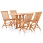 Folding 5-piece solid teak wood garden dining set by vidaXL, Garden sets - Ref: Foro24-49003, Price: 420,68 €, Discount: %