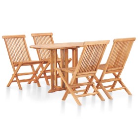 Folding 5-piece solid teak wood garden dining set by vidaXL, Garden sets - Ref: Foro24-49003, Price: 396,99 €, Discount: %