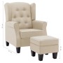 Sillón con taburete reposapiés de tela crema de vidaXL, Sillones - Ref: Foro24-320160, Precio: 260,34 €, Descuento: %