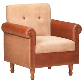 Leather armchair with authentic brown canvas. by vidaXL, Armchairs - Ref: Foro24-320780, Price: 214,47 €, Discount: %