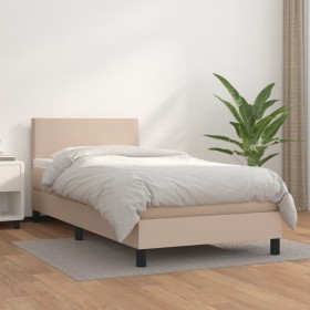 Cama box spring con colchón cuero sintético capuchino 100x200cm de vidaXL, Camas y somieres - Ref: Foro24-3140992, Precio: 34...