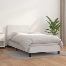 Cama box spring con colchón cuero sintético blanco 80x200 cm de vidaXL, Camas y somieres - Ref: Foro24-3140970, Precio: 301,9...