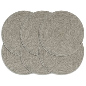 Round individual placemats, set of 6, plain gray cotton, 38 cm by vidaXL, Placemats - Ref: Foro24-133849, Price: 28,99 €, Dis...