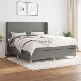 Cama box spring con colchón tela gris oscuro 160x200 cm de vidaXL, Camas y somieres - Ref: Foro24-3128374, Precio: 566,04 €, ...