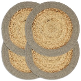 Round placemat 4 pcs jute natural cotton gray 38 cm by vidaXL, Placemats - Ref: Foro24-133860, Price: 16,93 €, Discount: %