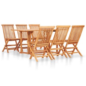 7-teilige klappbare Garten-Essgarnitur aus massivem Teakholz von vidaXL, Gartensets - Ref: Foro24-49001, Preis: 460,54 €, Rab...