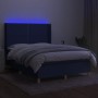 Box spring bed mattress and LED lights blue fabric 140x200 cm by vidaXL, Beds and slatted bases - Ref: Foro24-3138803, Price:...