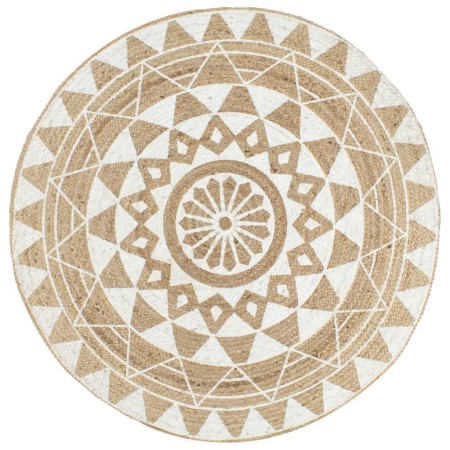 Handwoven jute rug with white print, 90 cm by vidaXL, Rugs - Ref: Foro24-133695, Price: 30,38 €, Discount: %