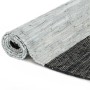 Hand-woven leather chindi rug 190x280 cm light grey/black by vidaXL, Rugs - Ref: Foro24-133968, Price: 63,99 €, Discount: %