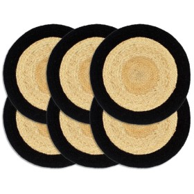 Round placemat 6 pcs jute natural cotton black 38cm by vidaXL, Placemats - Ref: Foro24-133857, Price: 27,44 €, Discount: %