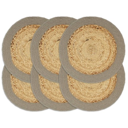 Placemat 6 pcs jute and natural and gray cotton 38 cm by vidaXL, Placemats - Ref: Foro24-133861, Price: 25,94 €, Discount: %