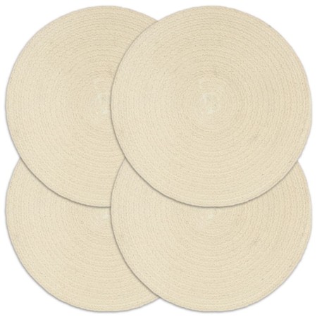 Round placemats 4 pcs plain natural cotton 38 cm by vidaXL, Placemats - Ref: Foro24-133842, Price: 19,75 €, Discount: %