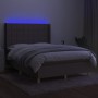 Boxspringbett mit Matratze und LED-Leuchten taupegrauer Stoff 140x200 cm von vidaXL, Betten und Lattenroste - Ref: Foro24-313...