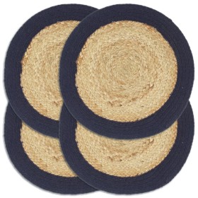 Round placemat 4 pcs jute natural cotton blue 38 cm by vidaXL, Placemats - Ref: Foro24-133862, Price: 22,99 €, Discount: %