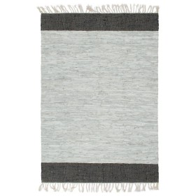 Alfombra chindi tejida a mano cuero 160x230 cm gris claro/negro de vidaXL, Alfombras - Ref: Foro24-133967, Precio: 43,92 €, D...