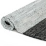 Hand-woven leather chindi rug 160x230 cm light grey/black by vidaXL, Rugs - Ref: Foro24-133967, Price: 43,99 €, Discount: %