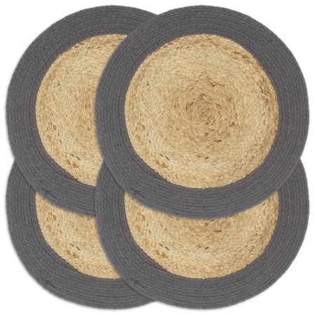 Round placemat 4 pcs jute natural cotton gray 38cm by vidaXL, Placemats - Ref: Foro24-133858, Price: 14,86 €, Discount: %