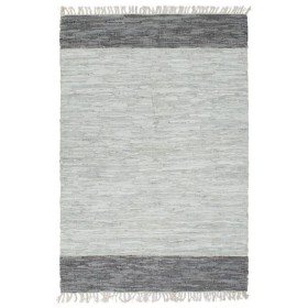 Handwoven leather chindi rug 120x170 cm gray by vidaXL, Rugs - Ref: Foro24-133970, Price: 32,44 €, Discount: %