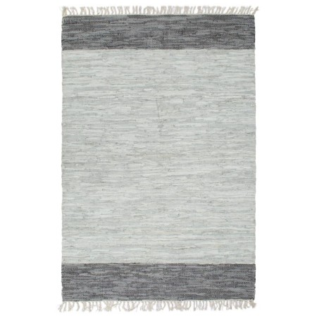 Handwoven leather chindi rug 120x170 cm gray by vidaXL, Rugs - Ref: Foro24-133970, Price: 32,44 €, Discount: %