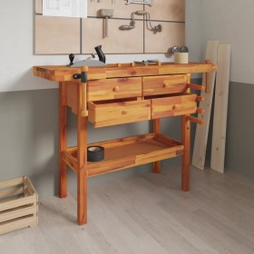 Workbench with drawers and screws acacia bench 124x52x83 cm by vidaXL, Work tables - Ref: Foro24-153322, Price: 233,74 €, Dis...